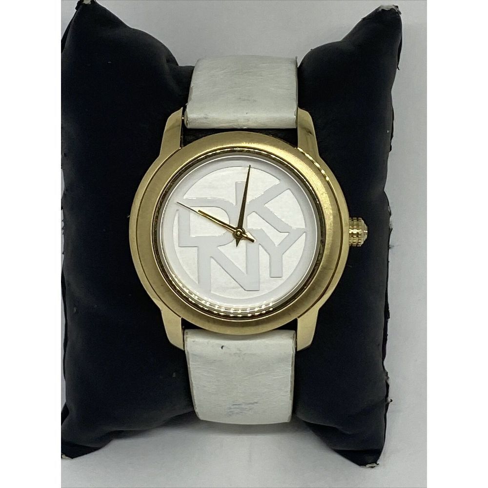 DKNY NY-8827 Women's White Leather Analog Dial Quartz Genuine Wrist Watch EY773